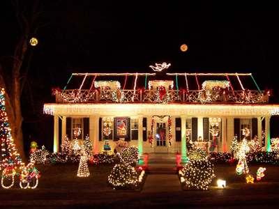 this image shows Christmas lights installation in Rancho Cordova, CA